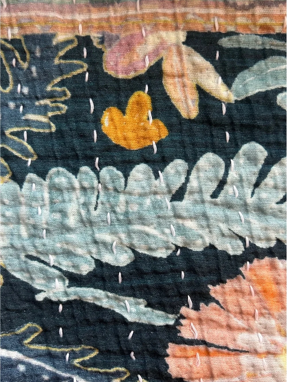 Anthropologie Callum Blue Floral Gauze Throw Blanket 60x70in.